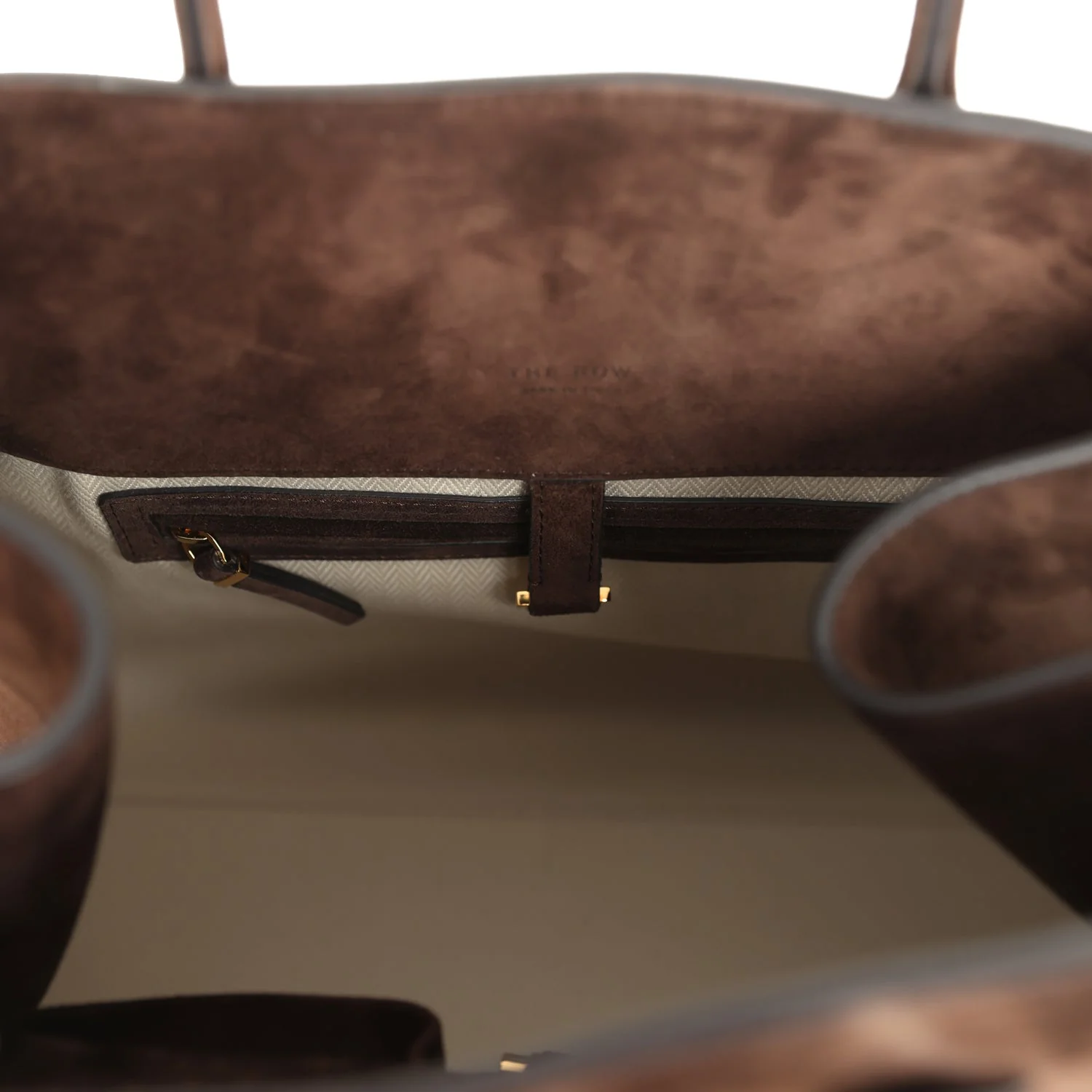 The Row Soft Margaux 15 Bag Mocha Suede Gold Hardware - Image 11