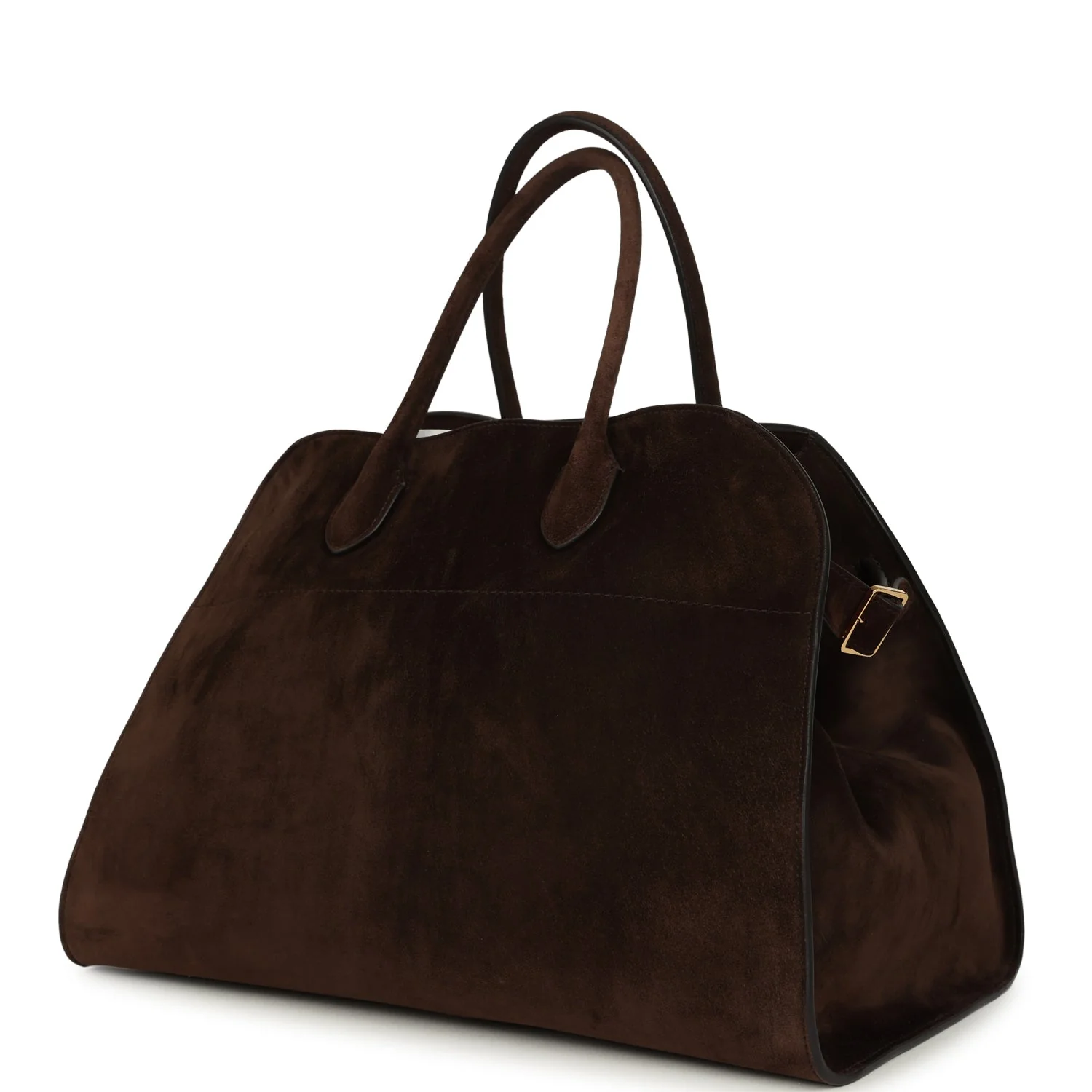 The Row Soft Margaux 15 Bag Mocha Suede Gold Hardware - Image 3