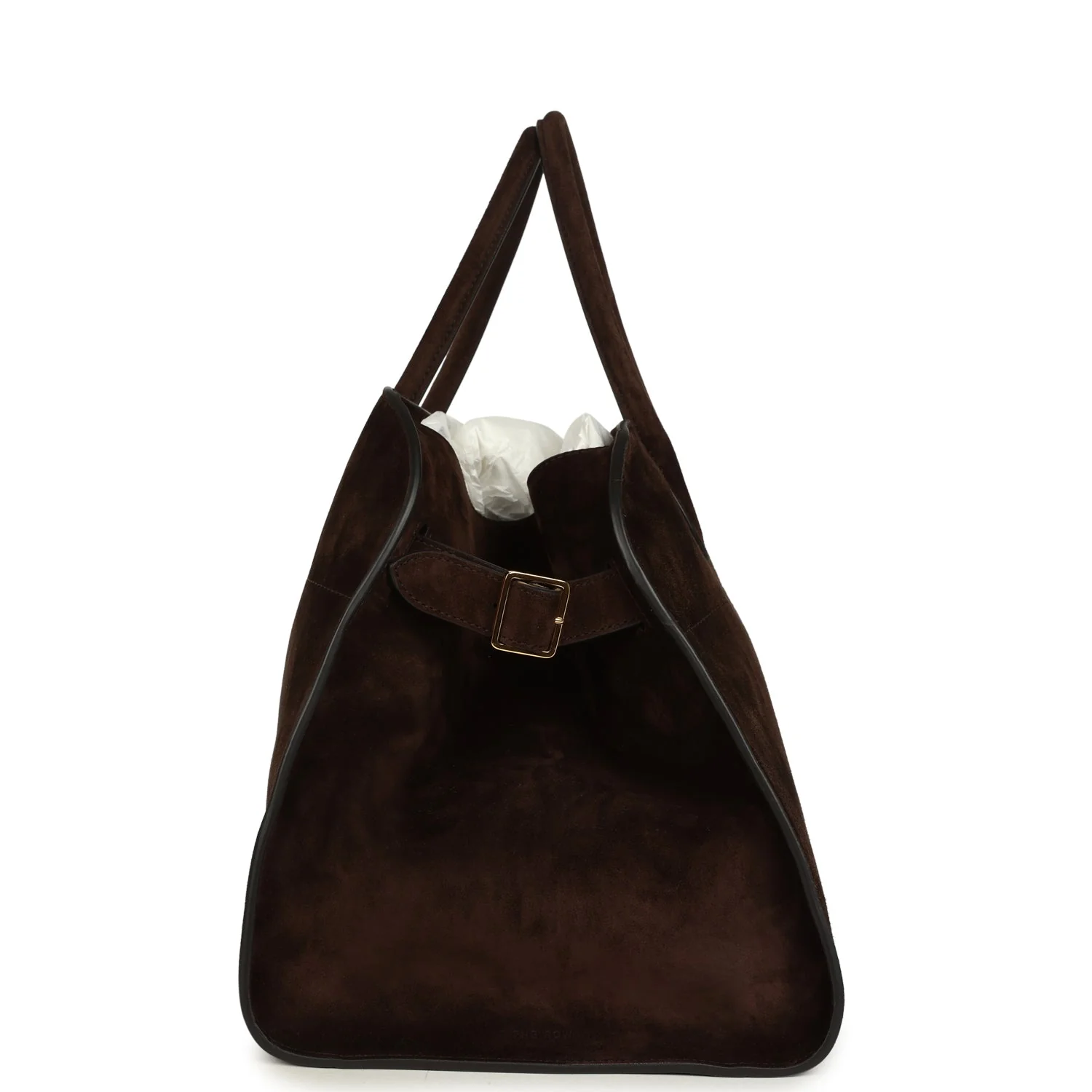 The Row Soft Margaux 15 Bag Mocha Suede Gold Hardware - Image 4