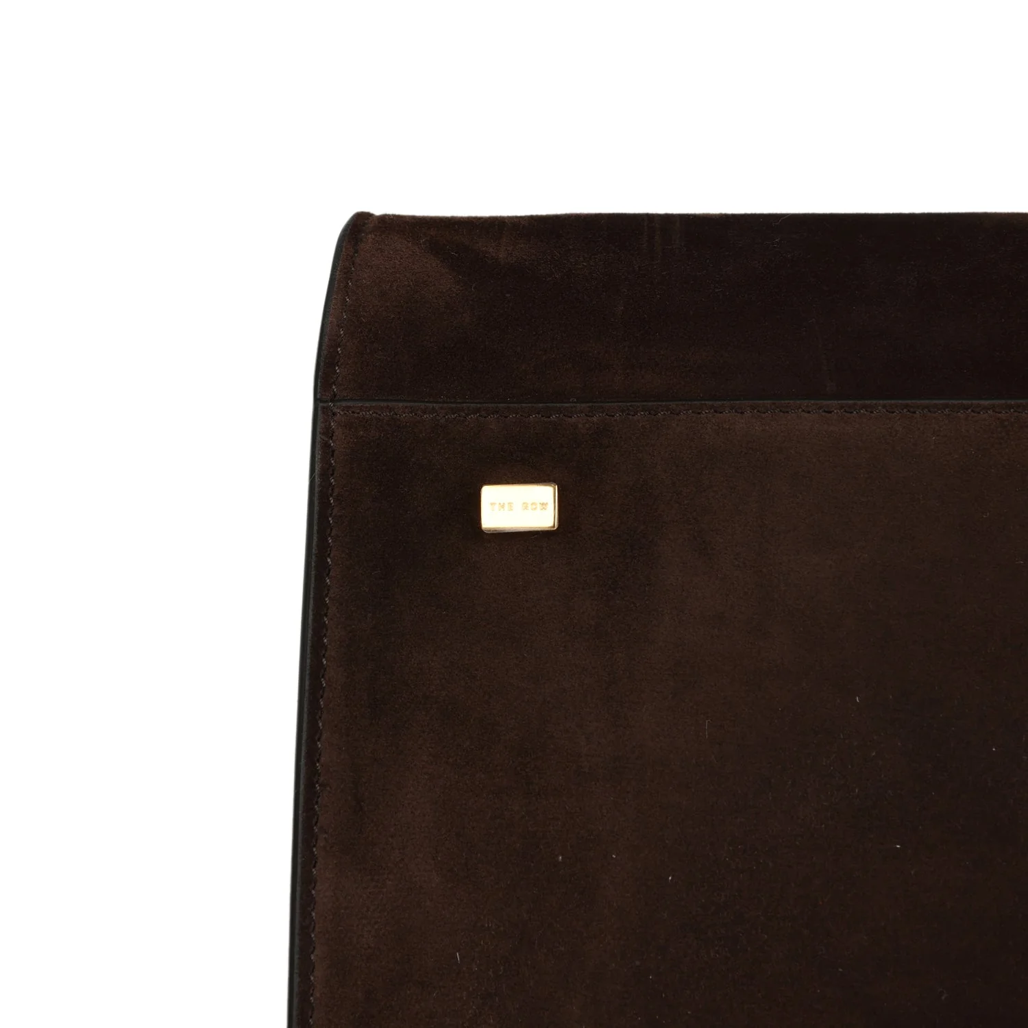 The Row Soft Margaux 15 Bag Mocha Suede Gold Hardware - Image 8