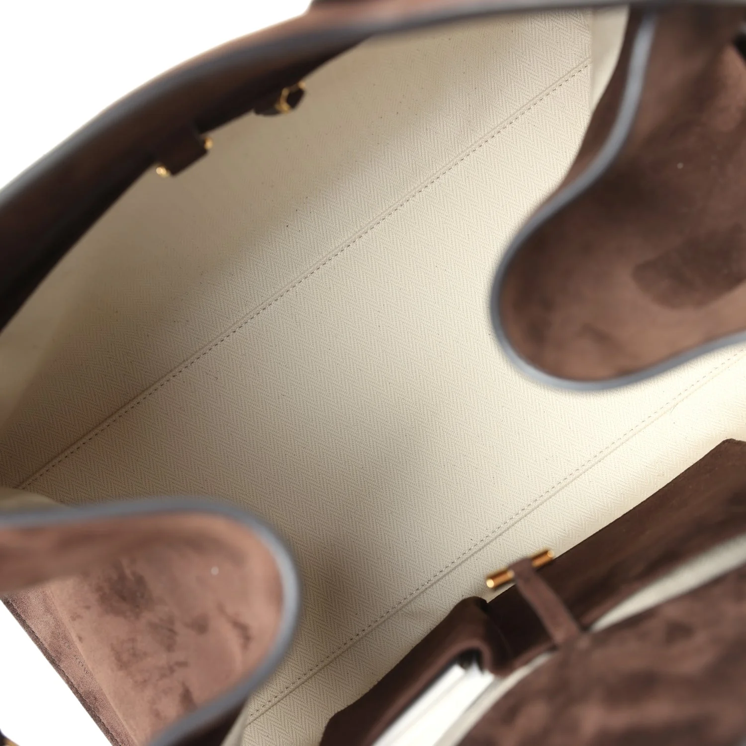 The Row Soft Margaux 15 Bag Mocha Suede Gold Hardware - Image 9