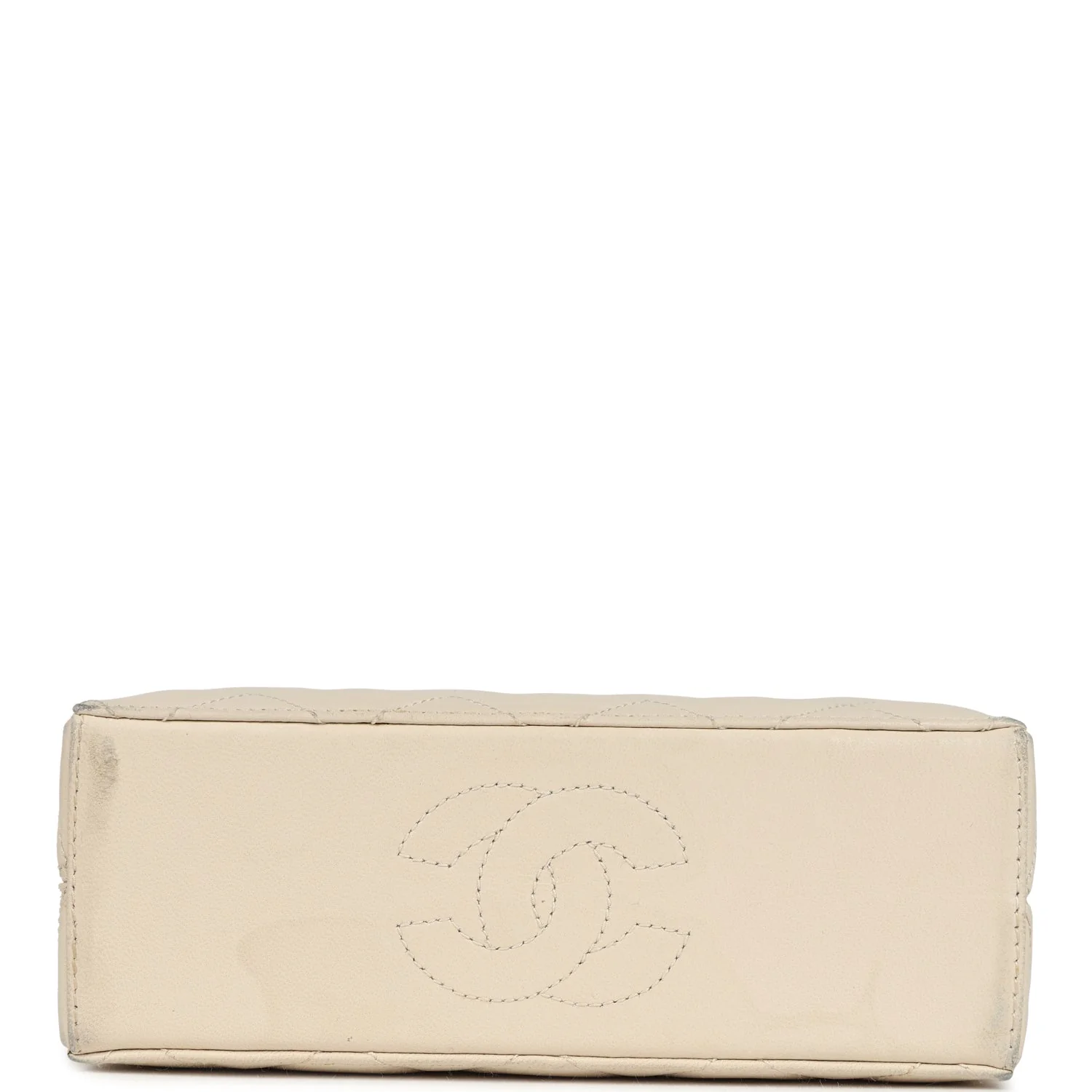 Vintage Chanel Box Clutch Bag Beige Lambskin Gold Hardware - Image 6