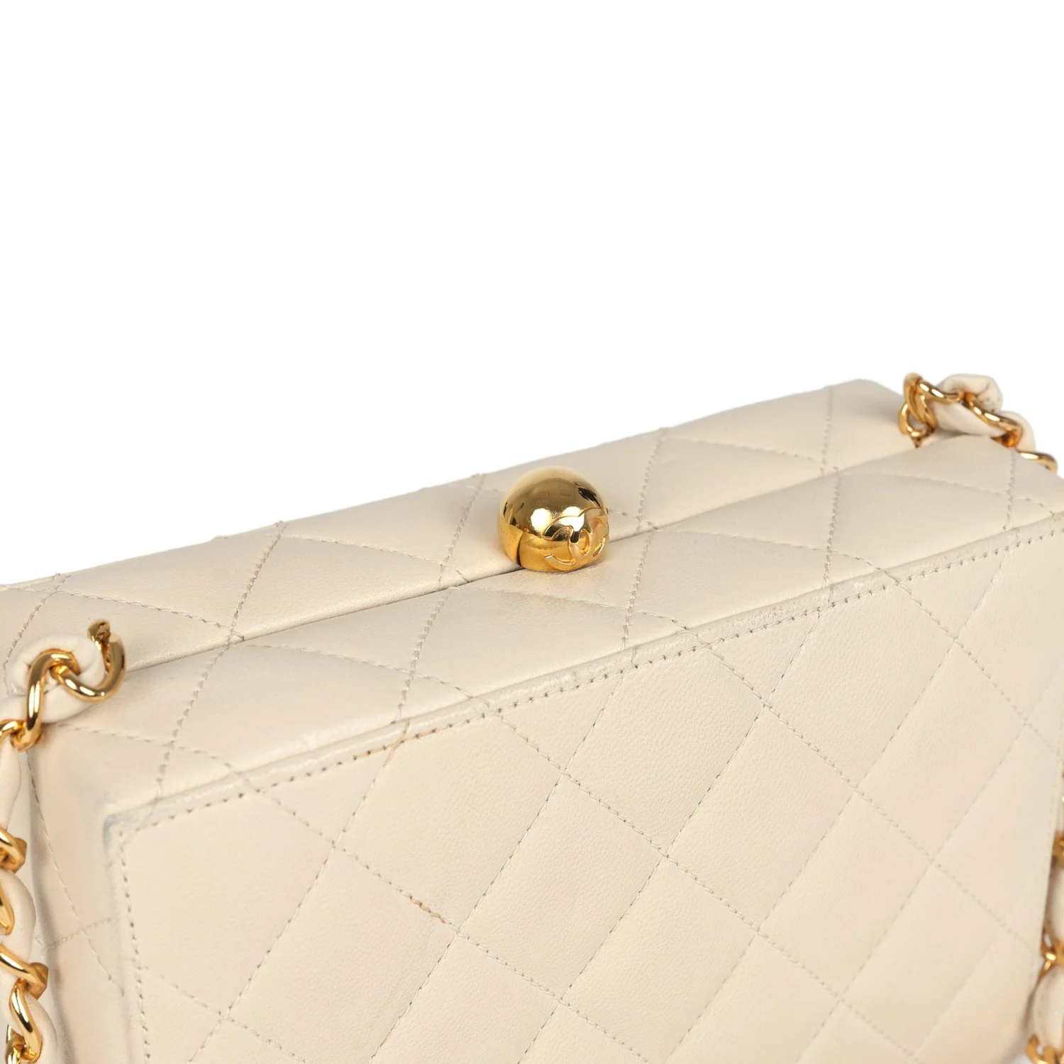 Vintage Chanel Box Clutch Bag Beige Lambskin Gold Hardware - Image 7