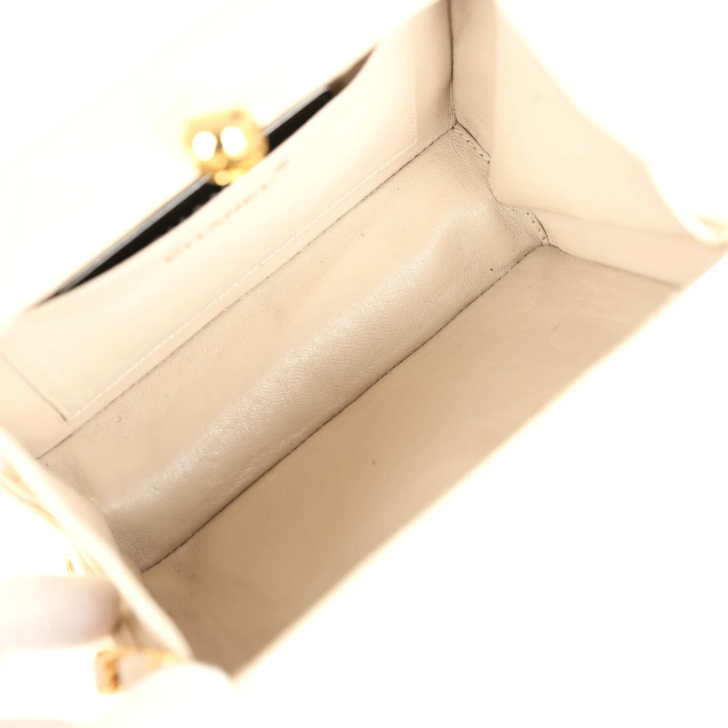 Vintage Chanel Box Clutch Bag Beige Lambskin Gold Hardware - Image 9