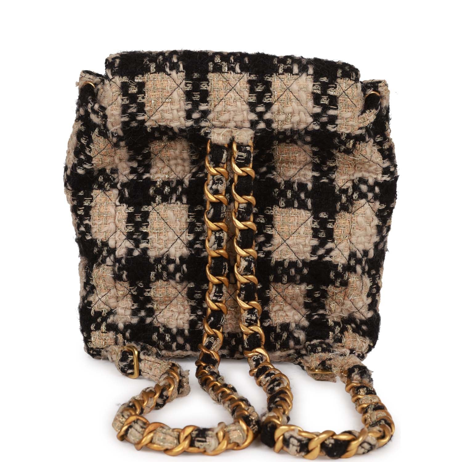 Vintage Chanel Duma Backpack Beige and Black Tweed Gold Hardware - Image 4