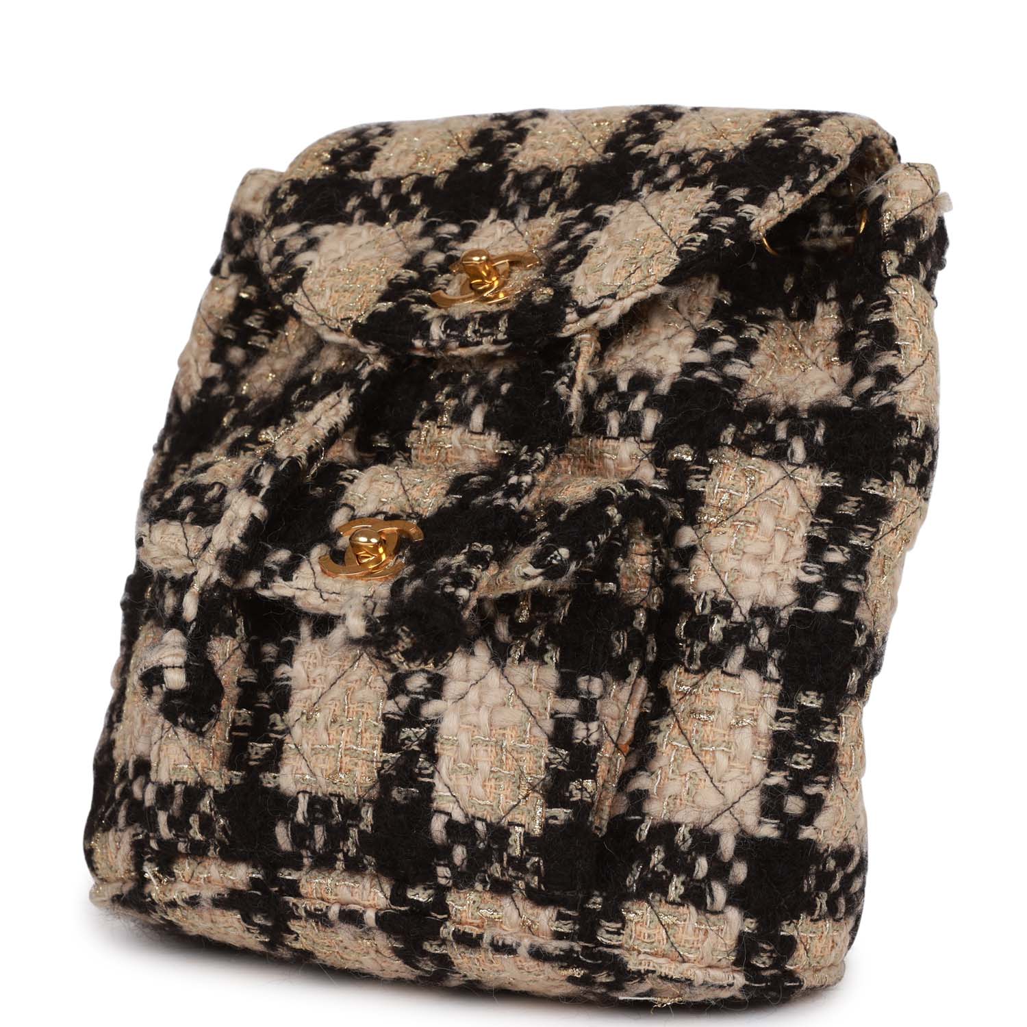 Vintage Chanel Duma Backpack Beige and Black Tweed Gold Hardware - Image 5