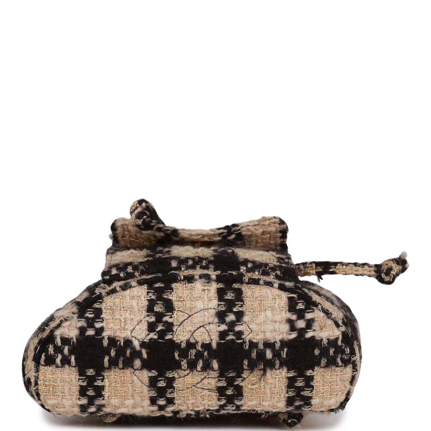 Vintage Chanel Duma Backpack Beige and Black Tweed Gold Hardware - Image 6