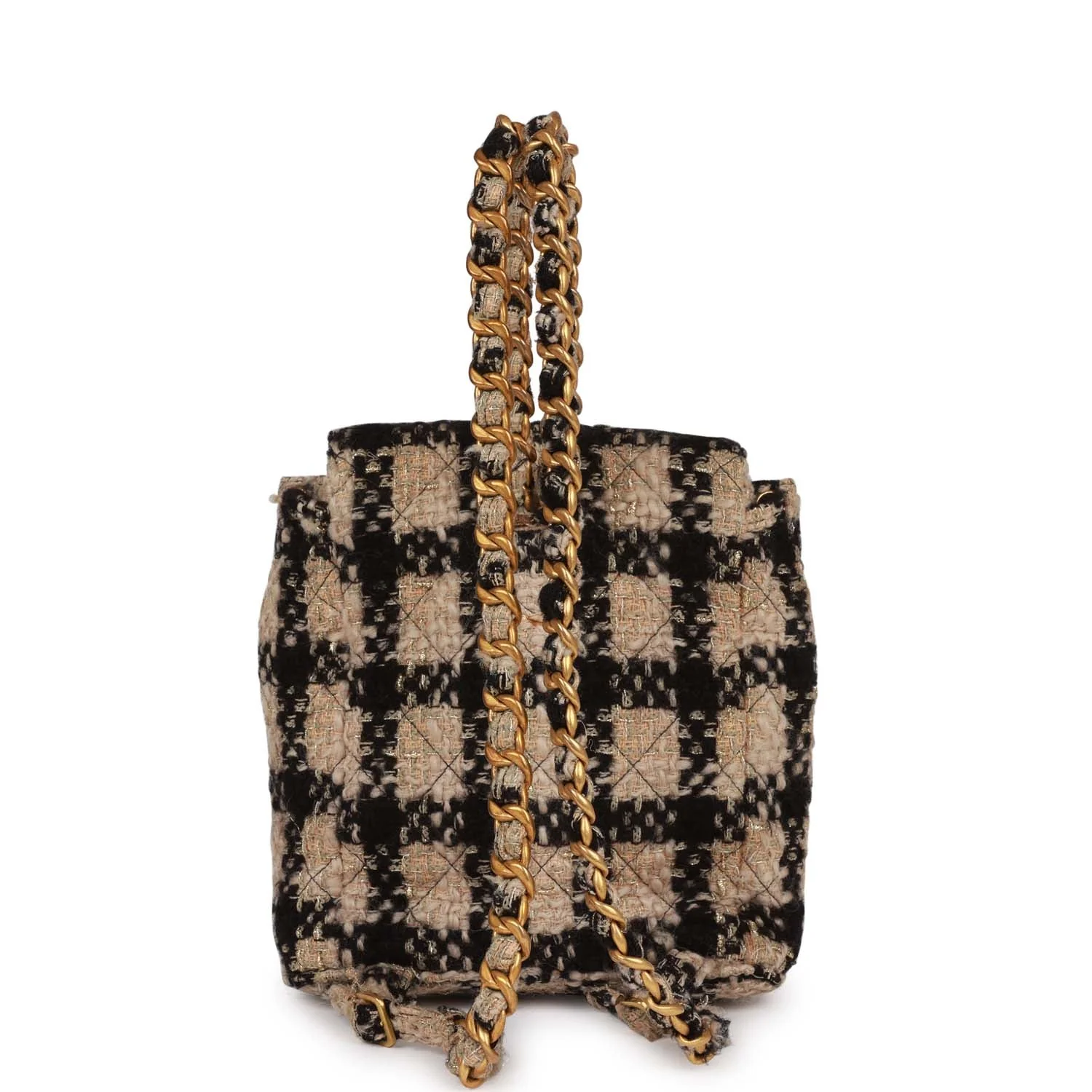 Vintage Chanel Duma Backpack Beige and Black Tweed Gold Hardware - Image 7