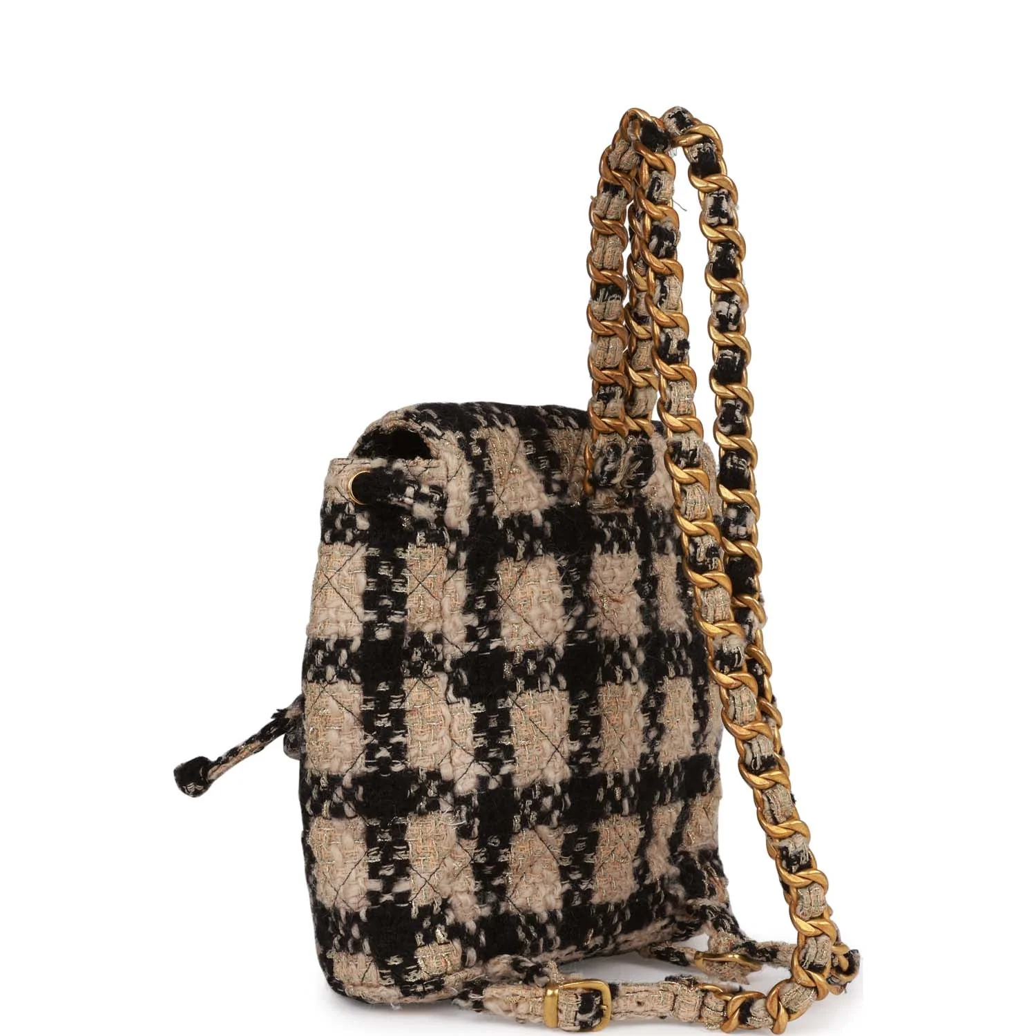 Vintage Chanel Duma Backpack Beige and Black Tweed Gold Hardware - Image 8