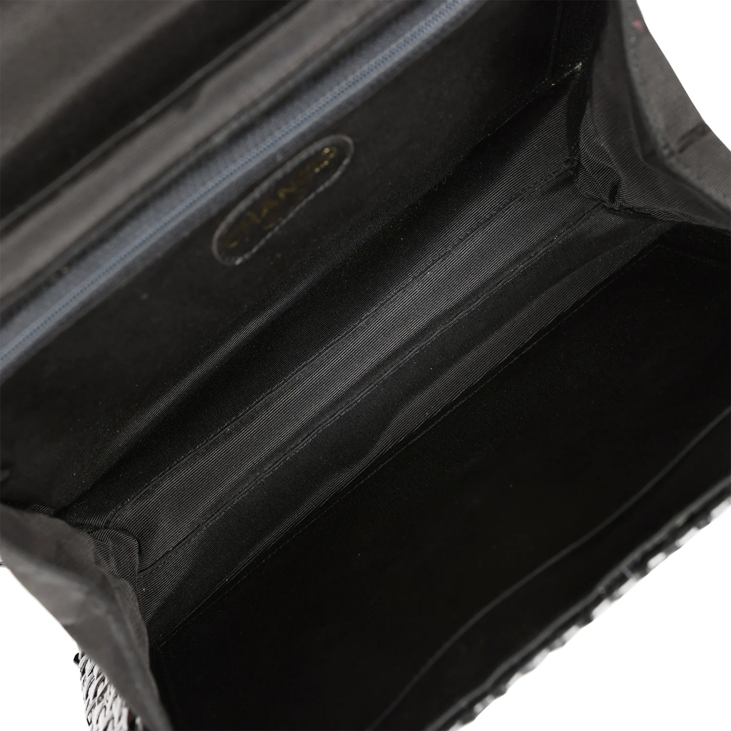 Vintage Chanel Flap Bag Black Wicker Gold Hardware - Image 8