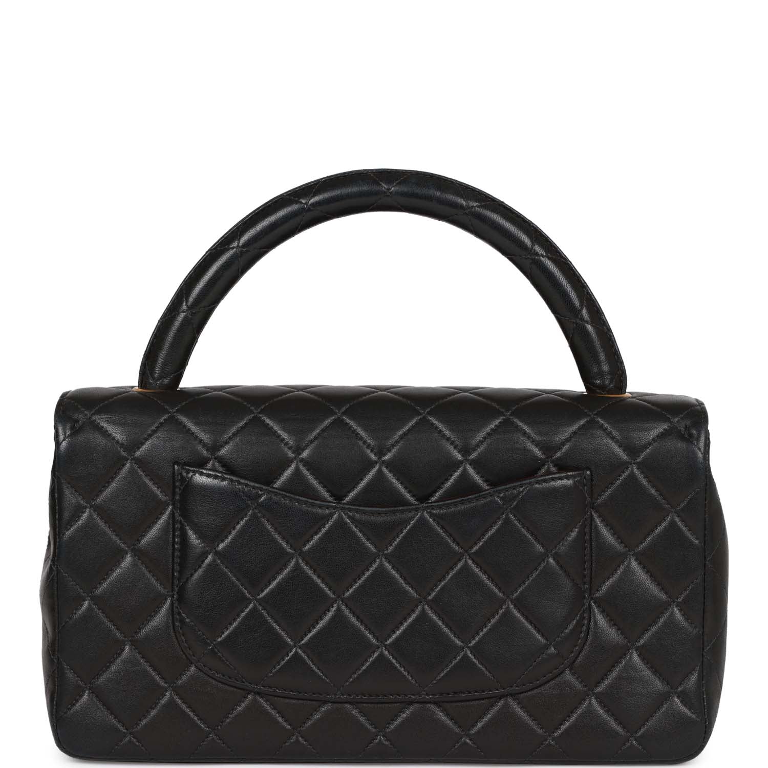 Vintage Chanel Kelly Parent Flap Bag Black Lambskin Gold Hardware - Image 4
