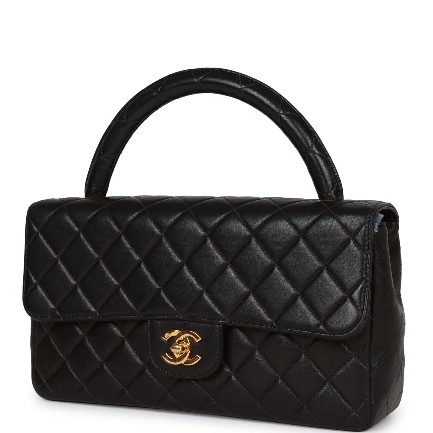 Vintage Chanel Kelly Parent Flap Bag Black Lambskin Gold Hardware - Image 5
