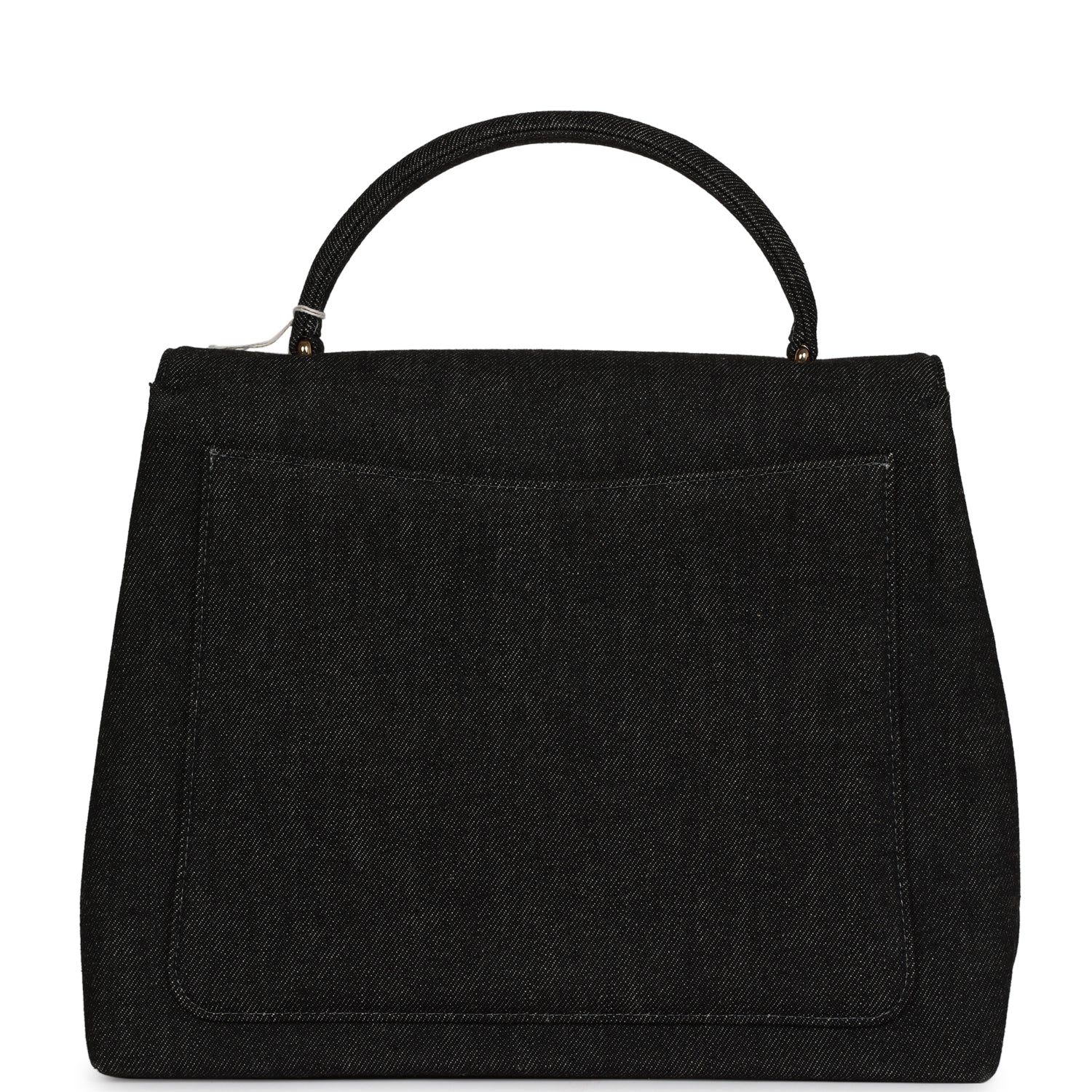 Vintage Chanel Kelly Top Handle Bag Black Denim Gold Hardware - Image 4