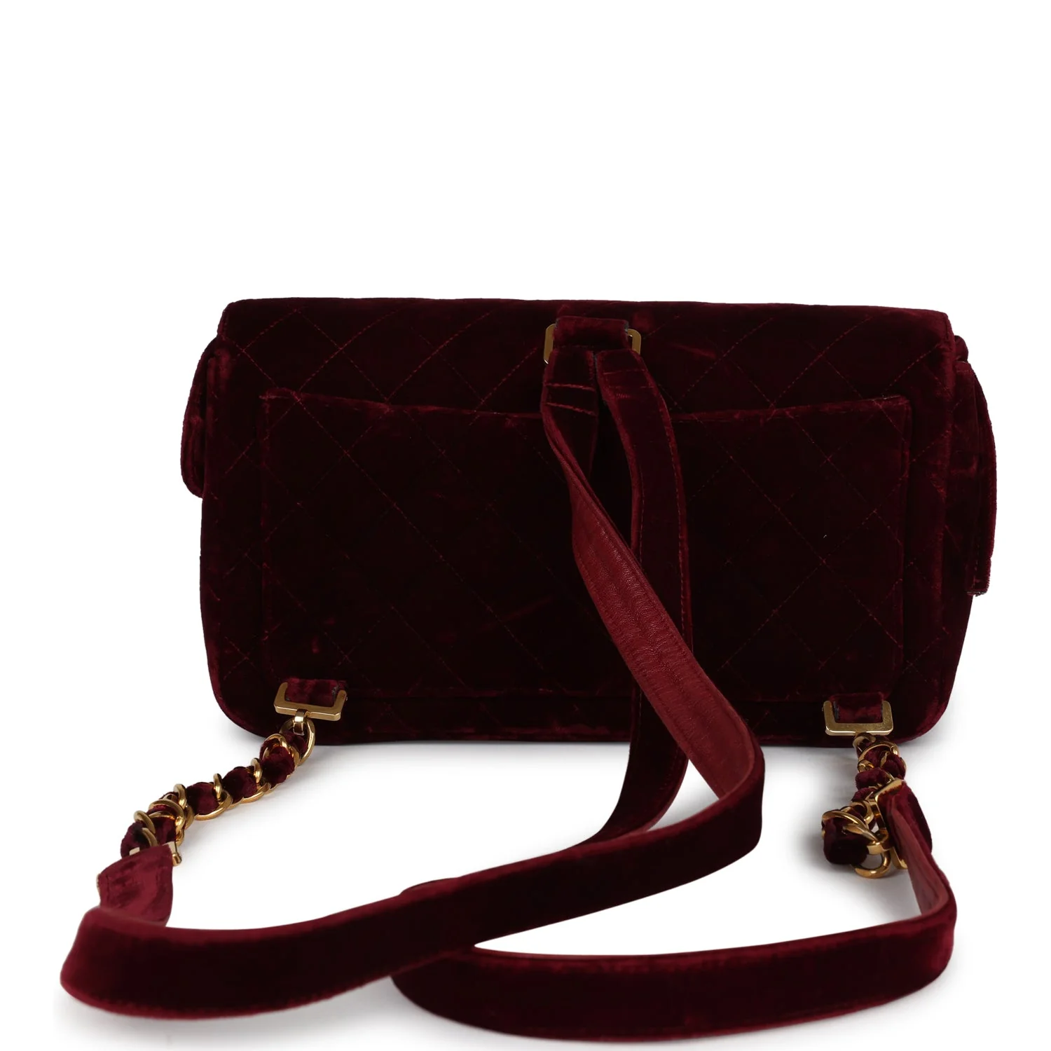 Vintage Chanel Medium Classic Flap Backpack Burgundy Velvet Gold Hardware - Image 4