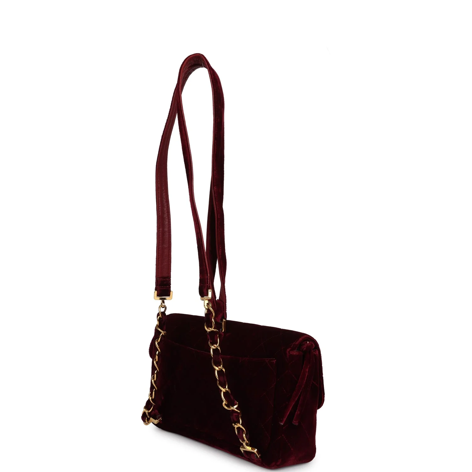 Vintage Chanel Medium Classic Flap Backpack Burgundy Velvet Gold Hardware - Image 5