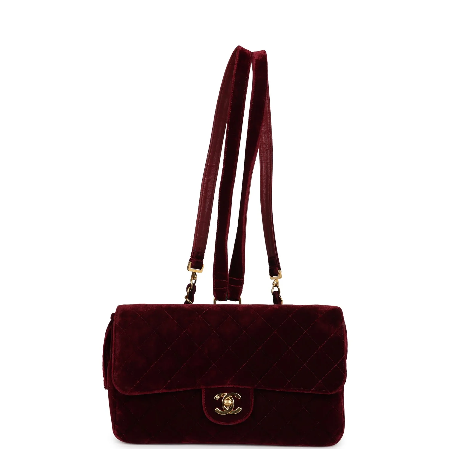 Vintage Chanel Medium Classic Flap Backpack Burgundy Velvet Gold Hardware - Image 7