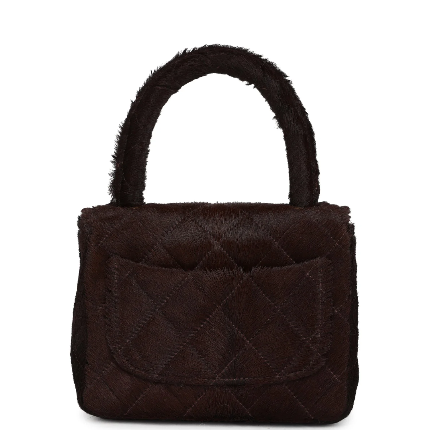 Vintage Chanel Micro Kelly Child Dark Brown Pony Hair Gold Hardware - Image 4