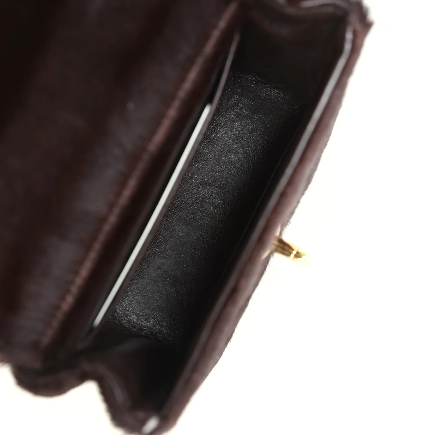 Vintage Chanel Micro Kelly Child Dark Brown Pony Hair Gold Hardware - Image 7