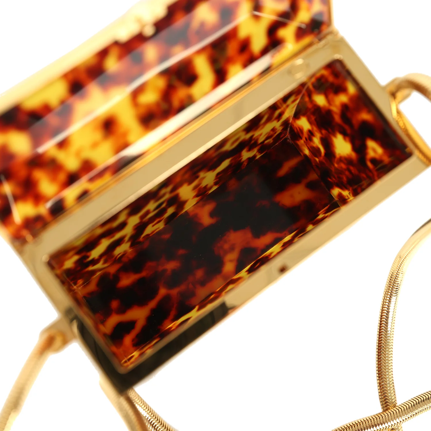 Vintage Chanel Minaudiere Clutch with Chain Tortoiseshell Acrylic Gold Hardware - Image 11