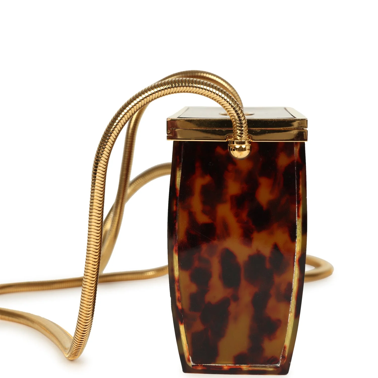 Vintage Chanel Minaudiere Clutch with Chain Tortoiseshell Acrylic Gold Hardware - Image 3