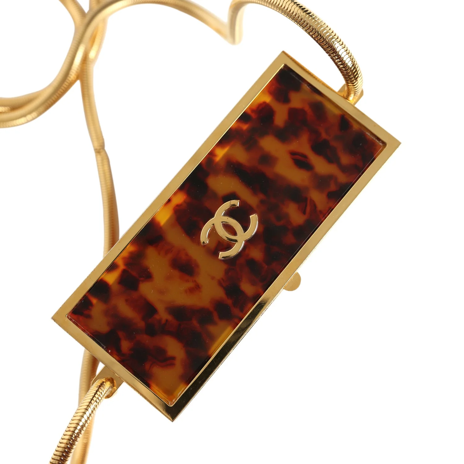 Vintage Chanel Minaudiere Clutch with Chain Tortoiseshell Acrylic Gold Hardware - Image 7