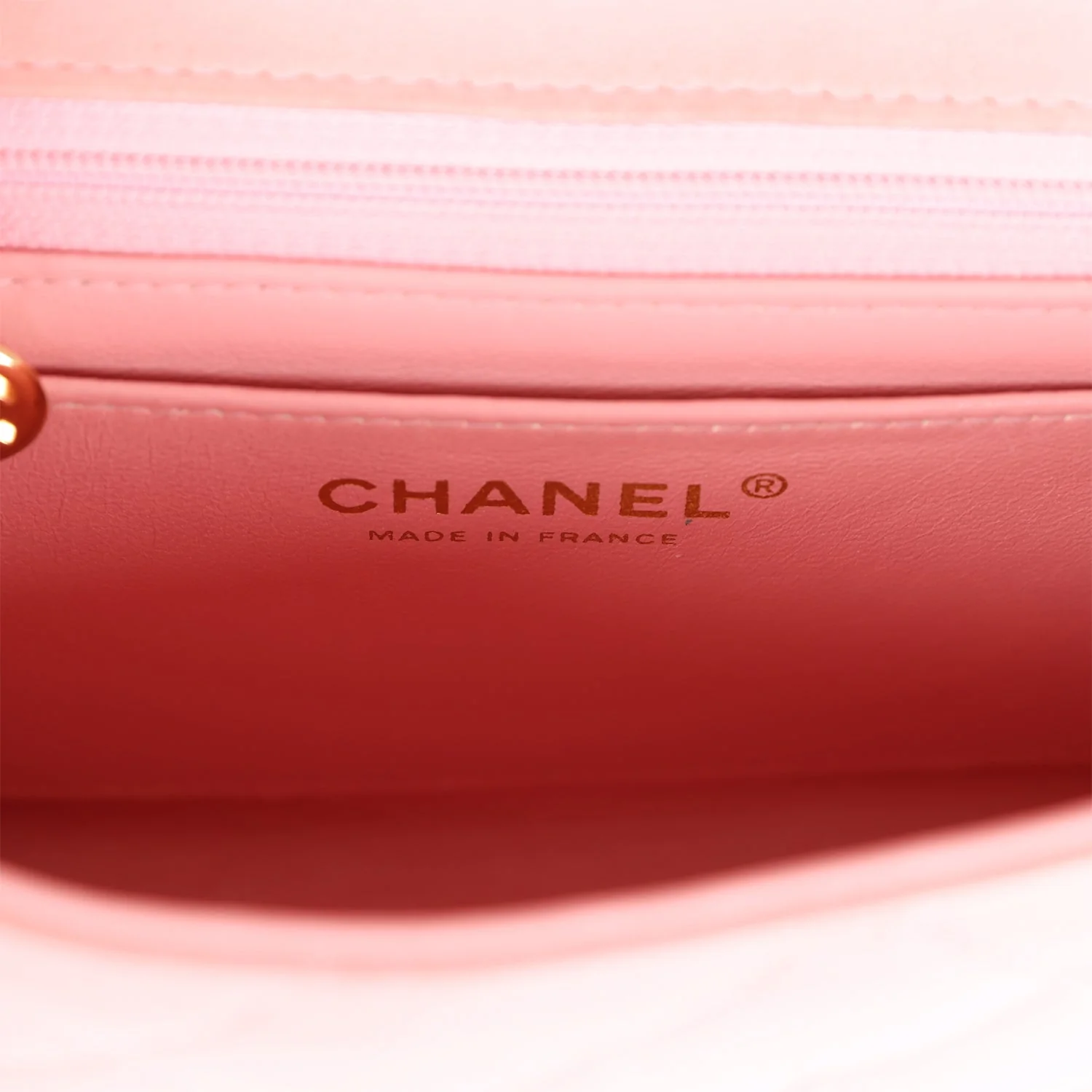 Vintage Chanel Mini Square Flap Light Pink Lambskin Gold Hardware - Image 9