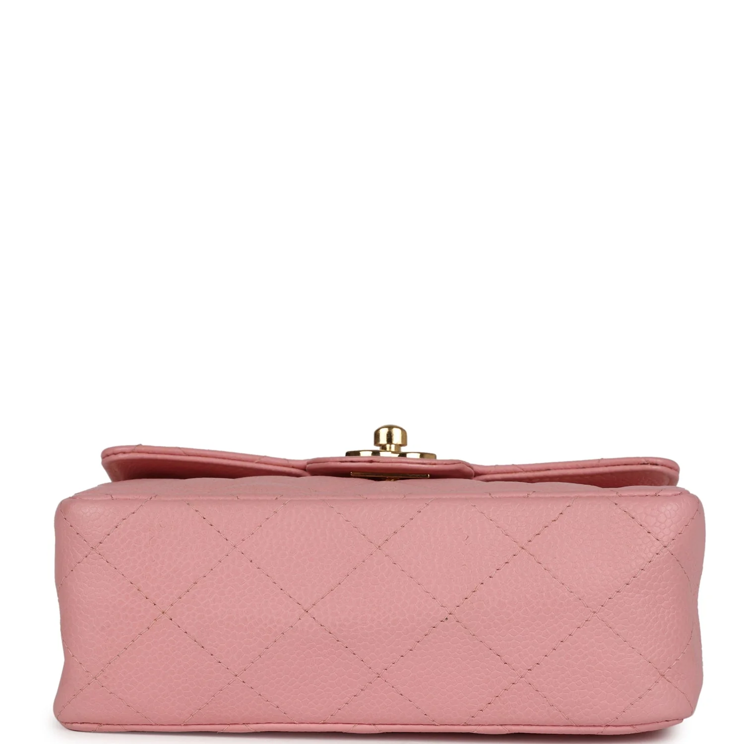Vintage Chanel Mini Square Flap Pink Caviar Gold Hardware - Image 6