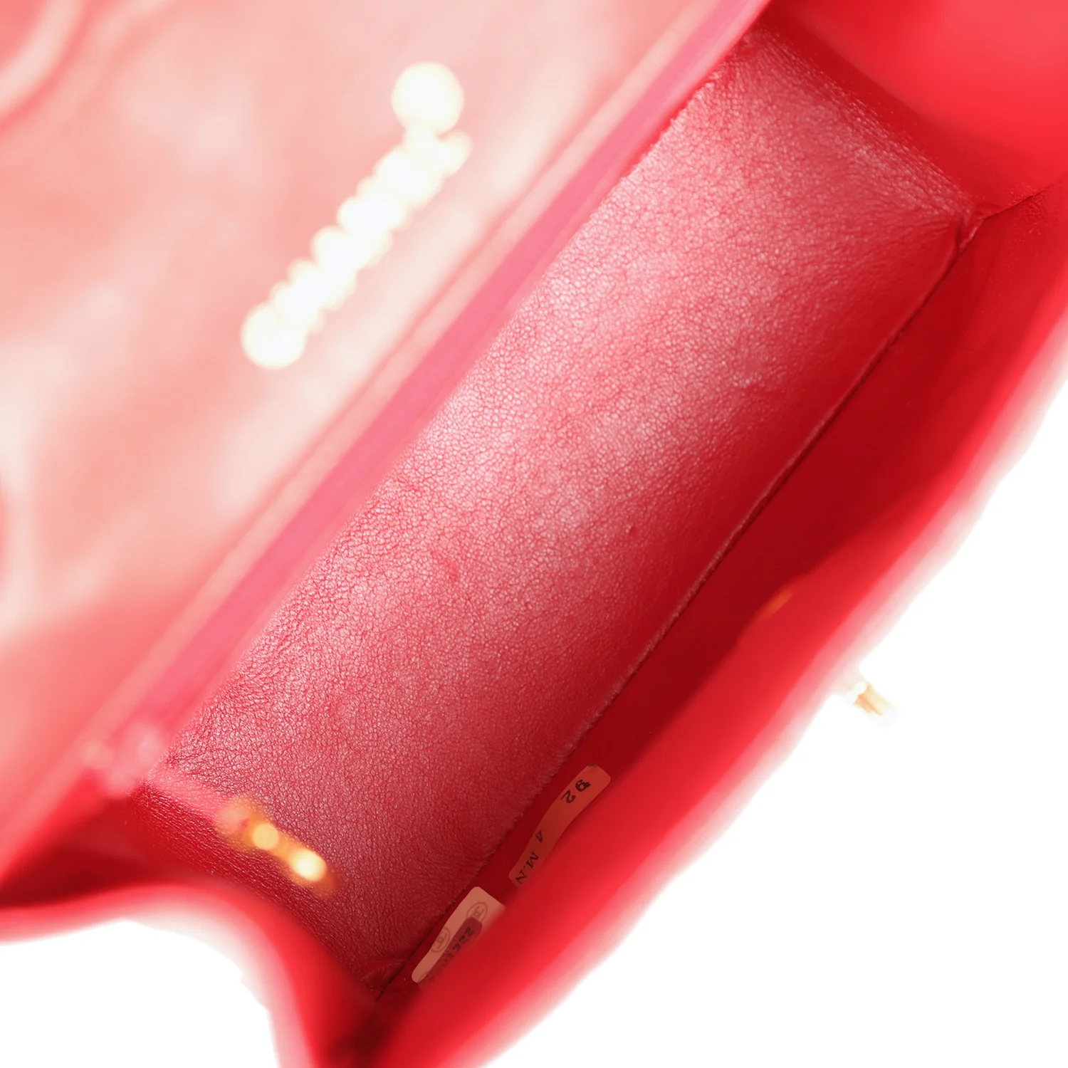 Vintage Chanel Top Handle Square Flap Red Lambskin Gold Hardware - Image 9