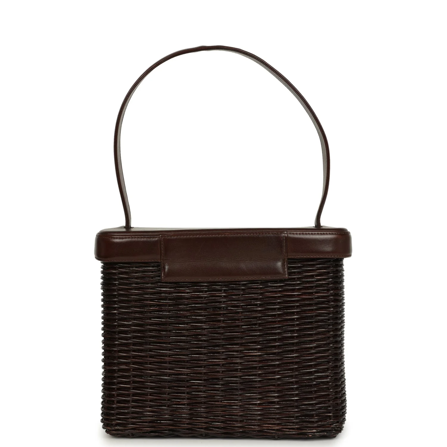 Vintage Chanel Wicker Picnic Basket Handbag Dark Brown Lambskin and Wicker Gold Hardware - Image 4