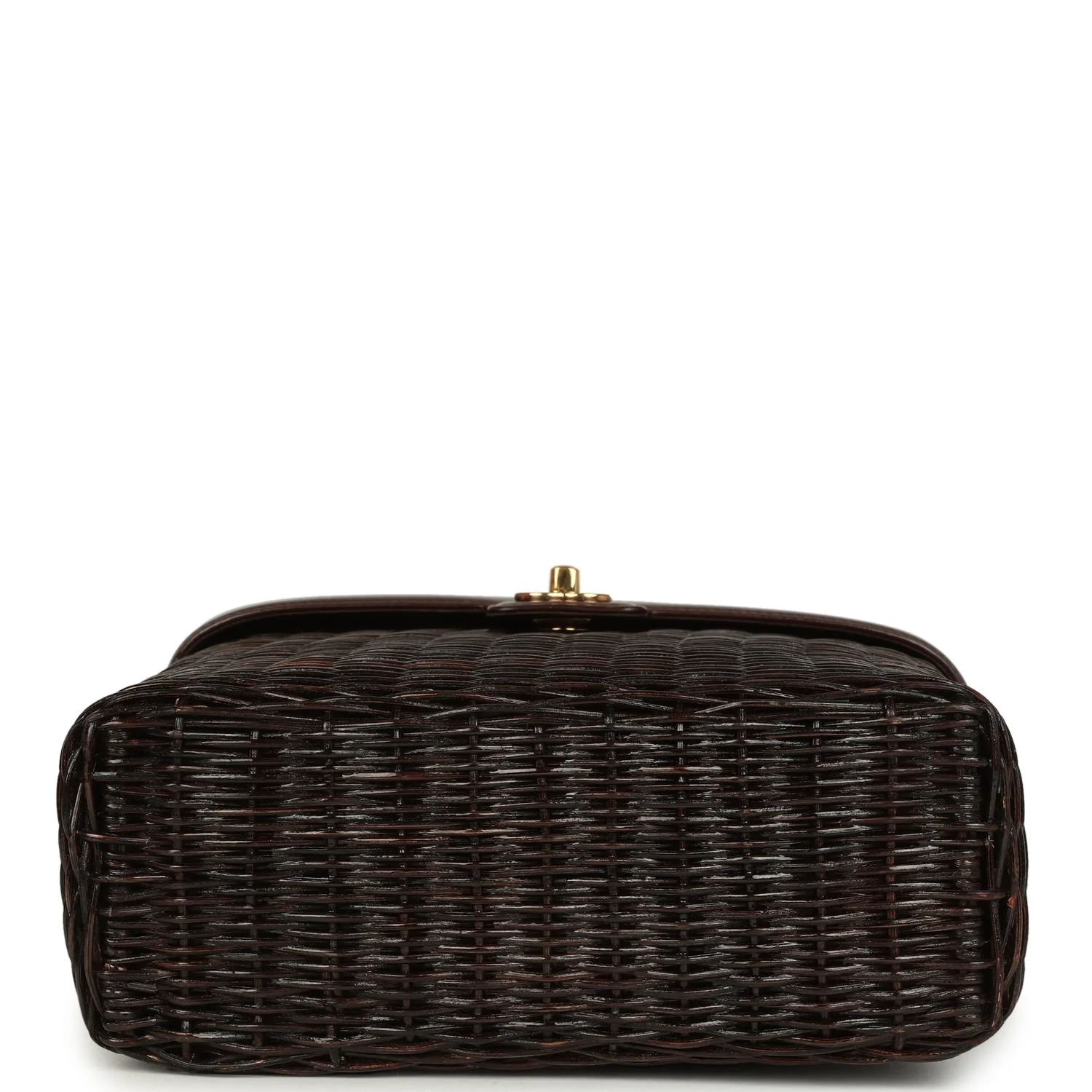 Vintage Chanel Wicker Picnic Basket Handbag Dark Brown Lambskin and Wicker Gold Hardware - Image 6