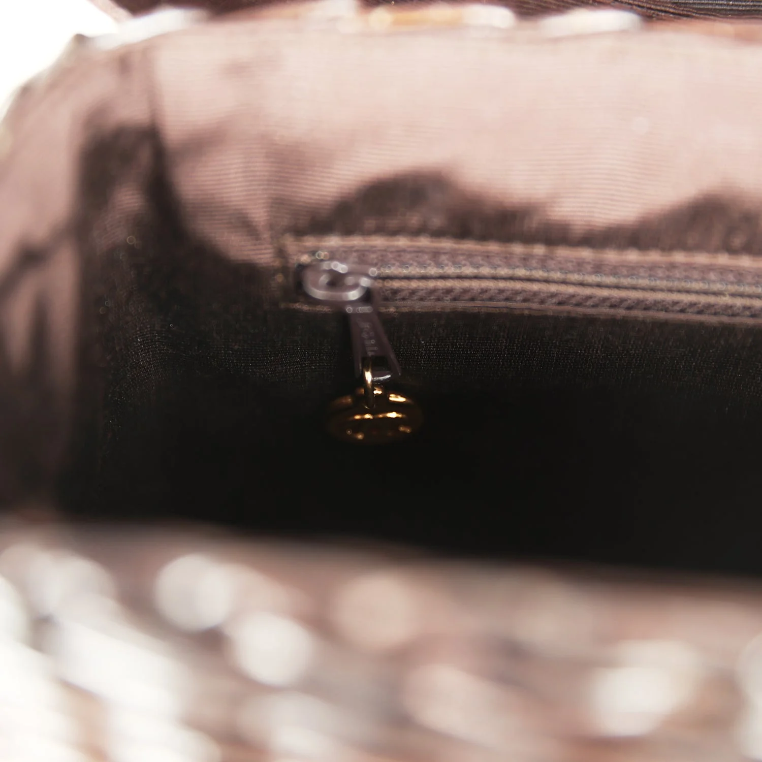 Vintage Chanel Wicker Picnic Basket Handbag Dark Brown Lambskin and Wicker Gold Hardware - Image 9