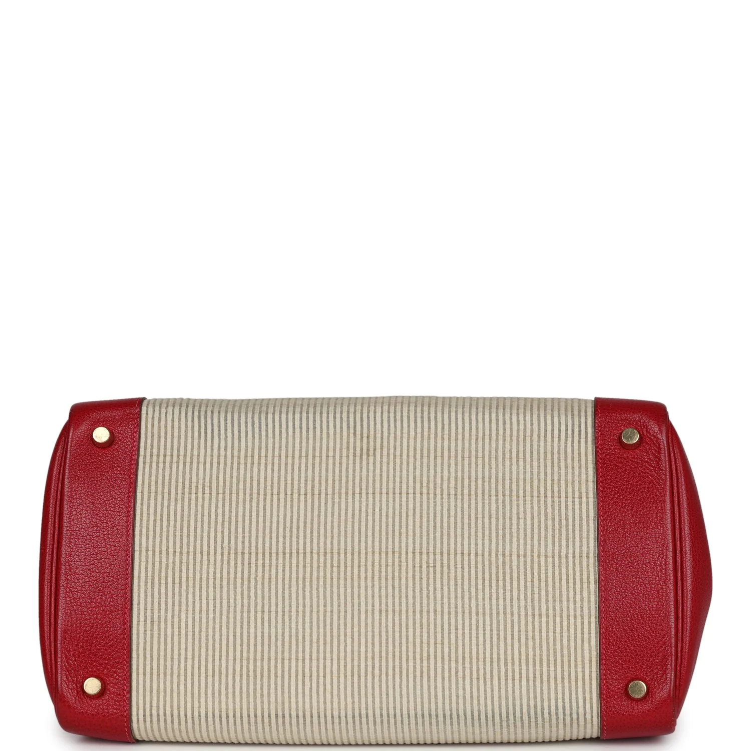 Vintage Hermes Birkin 35 Rouge Vif Buffalo and Crinoline Gold Hardware - Image 6