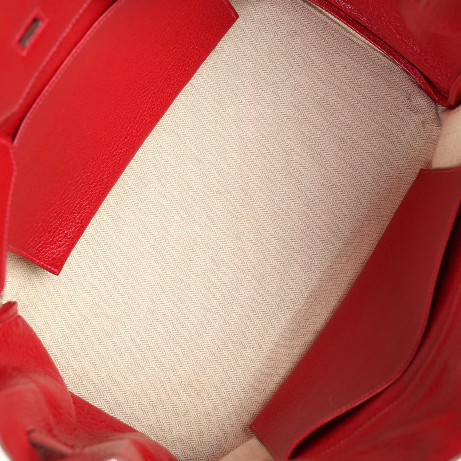 Vintage Hermes Birkin 35 Rouge Vif Buffalo and Crinoline Gold Hardware - Image 8