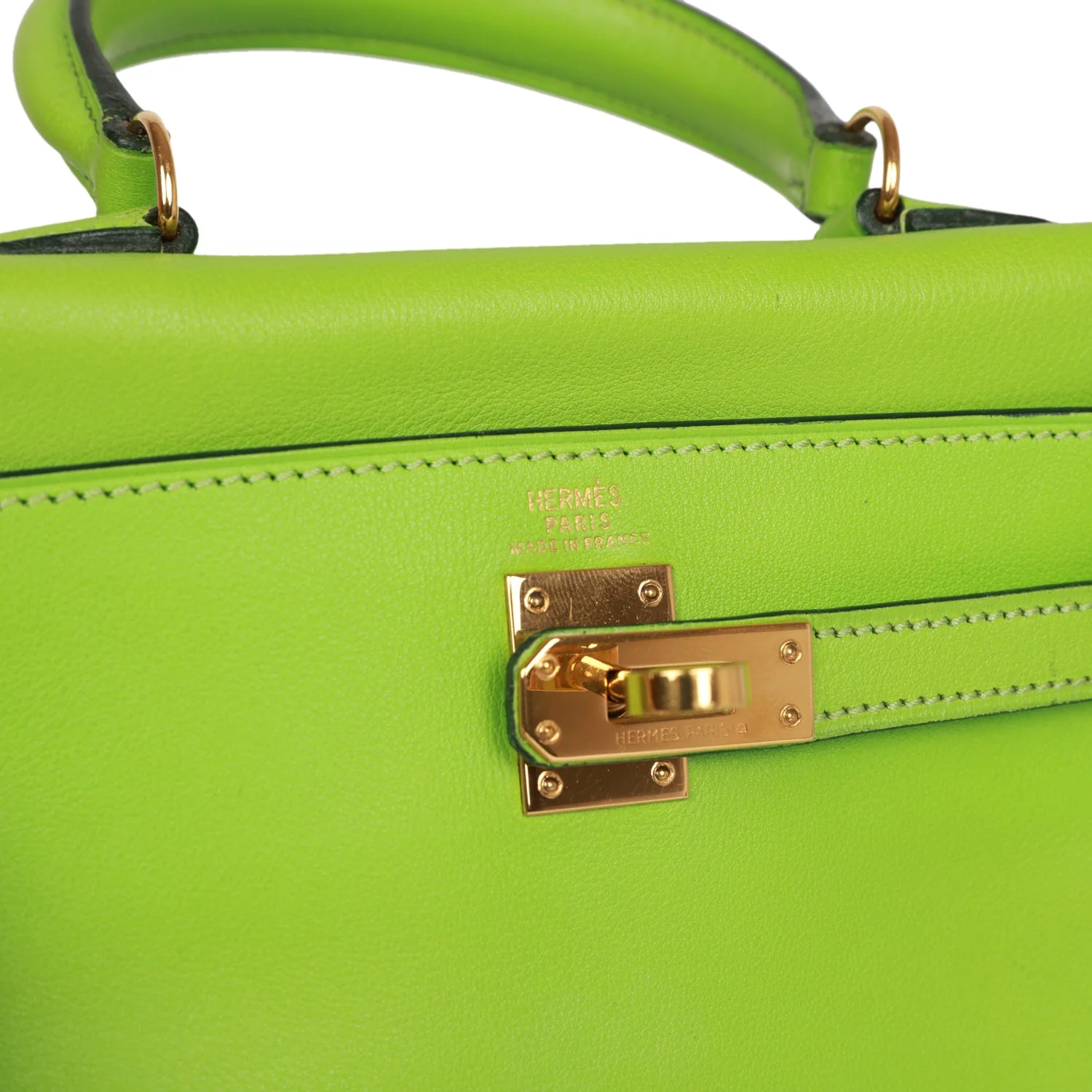 Vintage Hermes Kelly Retourne 20 Vert Cru Gulliver Gold Hardware - Image 7