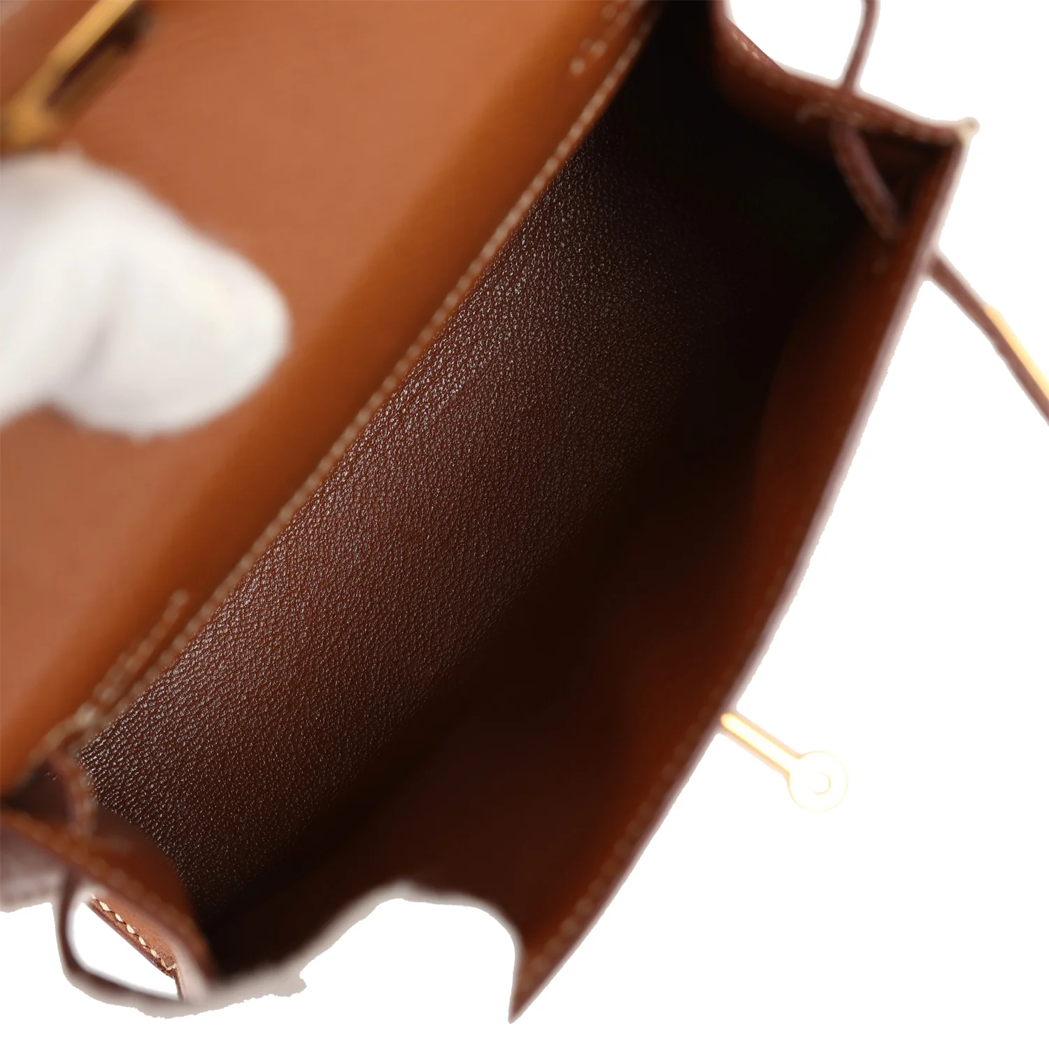 Vintage Hermes Micro Kelly Sellier 15 Gold Courchevel Gold Hardware - Image 8