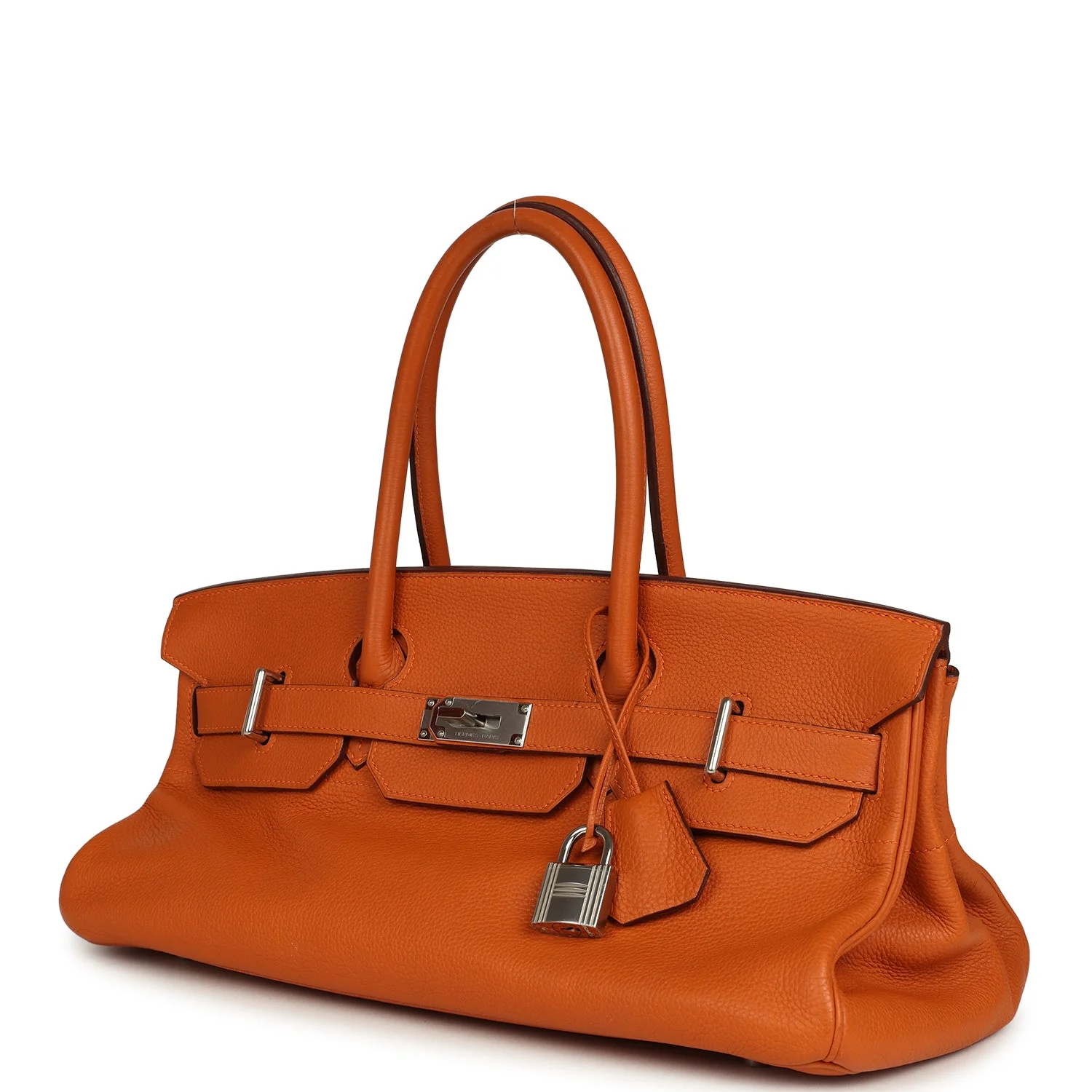 Vintage Hermes Shoulder Birkin 42 JPG Orange Clemence Palladium Hardware - Image 5