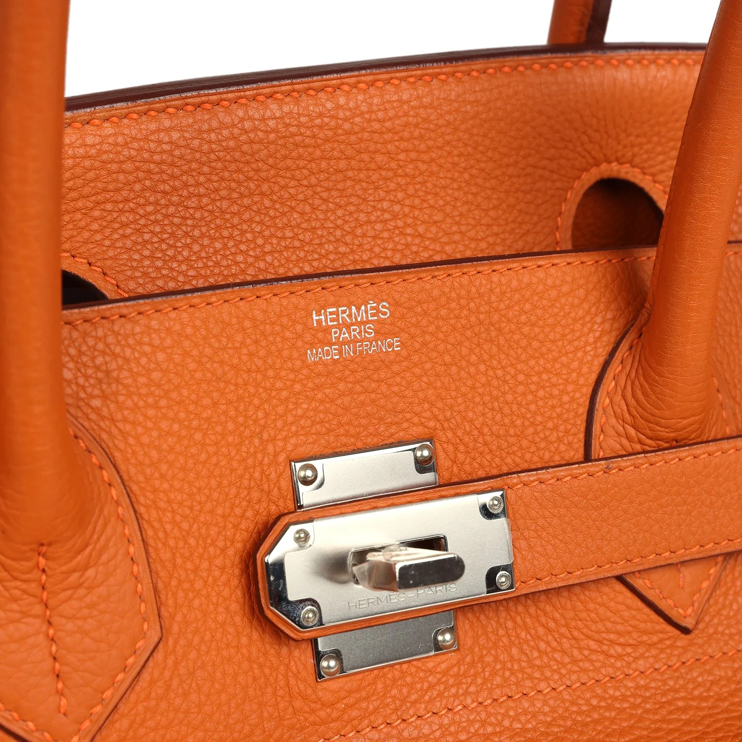 Vintage Hermes Shoulder Birkin 42 JPG Orange Clemence Palladium Hardware - Image 7